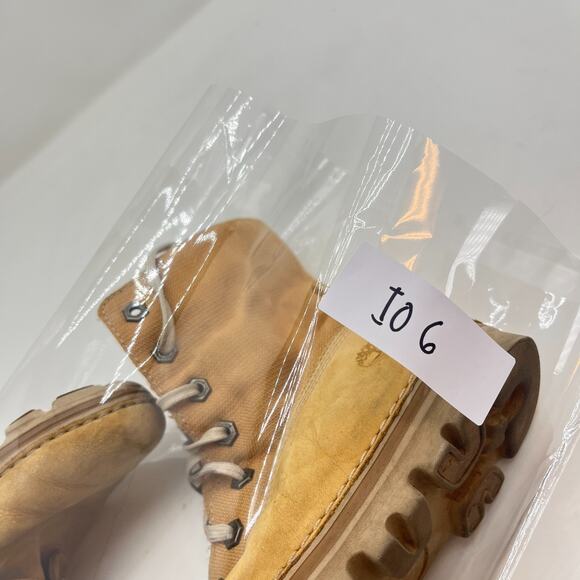 Timberland Wheat Nubuck Canvas Fold Over Lace Up Work Boots Women's Size 6.5 - Picture 13 of 14